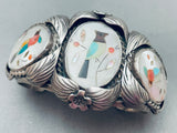 Native American One Of The Best Vintage Navajo Turquoise Bird Inlay Sterling Silver Bracelet-Nativo Arts