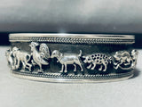 Native American Animal Farm Vintage Sterling Silver Monkey Bracelet Cuff-Nativo Arts