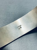 Awesome Native American Navajo Signed Inlay Pilot Mountain Royston Turquoise Silver Bracelet-Nativo Arts
