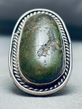 Massive Vintage Native American Navajo Green Turquoise Sterling Silver Ring-Nativo Arts