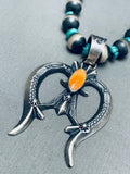 One Of The Most Unique Vintage Native American Navajo Turquoise Sterling Silver Naja Necklace-Nativo Arts