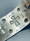Unforgettable Native American Navajo Sterling Silver Cross Bracelet Signed Ronnie Willie-Nativo Arts