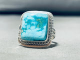 larson lee Native American Navajo Carico Lake Turquoise Sterling Silver Ring Signed Larson Lee-Nativo Arts