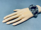 One Of The Most Unique Vintage Native American Navajo Onyx Sterling Silver Bracelet Cuff-Nativo Arts