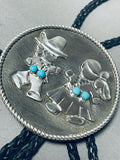 Dancing Native People Vintage Native American Navajo Turquoise Sterling Silver Bolo Tie-Nativo Arts