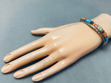Detailed Inlay Vintage Native American Navajo Cecil Ashley Sterling Silver Bracelet-Nativo Arts