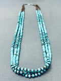 Native American Stunning Navajo Turquoise Disc Sterling Silver Heishi Necklace-Nativo Arts