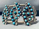 One Of The Best Vintage Native American Zuni Turquoise Sterling Silver Flower Bracelet-Nativo Arts