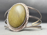 One Of The Most Uique Vintage Olive Agate Sterling Silver Bracelet-Nativo Arts