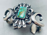 Thorn And Green Turquoise Vintage Native American Navajo Sterling Silver Bracelet-Nativo Arts