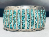 Difficult Technique Rectangular Inlay Turquoise Vintage Native American Navajo Bracelet-Nativo Arts