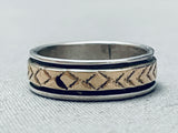 Gold And Sterling Vintage Native American Navajo Silver Ring-Nativo Arts