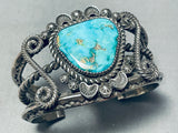 Imported Vintage Native American Navajo Steve Arviso Turquoise Sterling Silver Bracelet-Nativo Arts