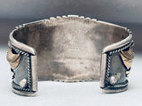 Huge Hand Tooled Vintage Native American Navajo Sterling Silver Eagle Bracelet Cuff-Nativo Arts