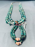 154 Grams Early 1900's Vintage Santo Domingo Green Turquoise Necklace