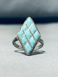 Brilliant Vintage Native American Zuni Blue Gem Turquoise Sterling Silver Ring-Nativo Arts