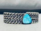 All Coils!!!! Vintage Native American Navajo Turquoise Sterling Silver Sturdy Bracelet-Nativo Arts