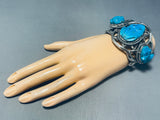 Turquoise Toads!! Vintage Native American Navajo Sterling Silver Bracelet Old-Nativo Arts