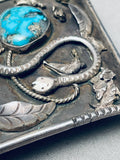 81 Grams Snake Vintage Native American Navajo Turquoise Sterling Silver Buckle Old-Nativo Arts
