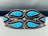 One Of The Coolest Vintage Native American Zuni Turquoise Sterling Silver Bracelet-Nativo Arts