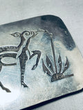 Happy Drancing Deer Vintage Native American Navajo Sterling Silver Buckle-Nativo Arts