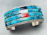 One Of The Best Vintage Native American Navajo Turquoise Channel Inlay Sterling Silver Bracelet-Nativo Arts