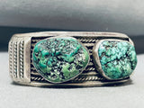 Incomparable Vintage Native American Navajo Green Seafoam Turquoise Sterling Silver Bracelet-Nativo Arts