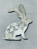 Whimsical Vintage Native American Navajo Sterling Silver Rabbit Pin-Nativo Arts
