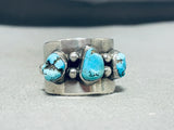 Interesting Vintage Native American Navajo Kingman Turquoise Sterling Silver Ring-Nativo Arts