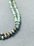 Stunning Native American Navajo Green Turquoise Heishi Sterling Silver Necklace-Nativo Arts
