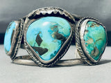 Outstanding Vintage Native American Navajo Pilot Mountain Turquoise Sterling Silver Bracelet-Nativo Arts