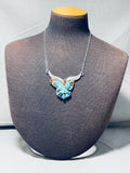 Rob Kelly Swooping Eagle Vintage Native American Navajo Turquoise Sterling Silver Necklace-Nativo Arts