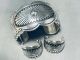 Love Of Conchos!! Vintage Native American Navajo Sterling Silver Bracelet Earrings-Nativo Arts