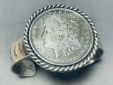 Genuine Signed Native American Navajo 1921 Silver Dollar Sterling Silver Bracelet-Nativo Arts