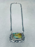 Omg Vintage Native American Navajo Green Turquoise Sterling Silver Necklace-Nativo Arts