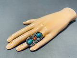 Impressive Vintage Native American Navajo Blue Gem Turquoise Sterling Silver Ring-Nativo Arts