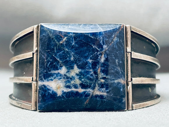 Best Vintage Southwest Sterling Silver Lapis Clasp Hinge Bracelet-Nativo Arts