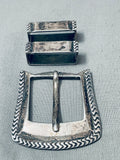 Heavy Vintage Southwest Sterling Silver Hand-stamped Ranger Buckle Set-Nativo Arts
