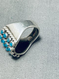 Native American Marvelous Vintage Zuni 20 Blue Gem Turquoise Sterling Silver Ring-Nativo Arts