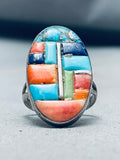 Detailed Vintage Southwest Turquoise Inlay Sterling Silver Ring-Nativo Arts