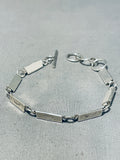 Fabulous Native American Navajo Sterling Silver Handstamped Bars Silver Link Bracelet-Nativo Arts