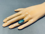 Unbelievable Vintage Native American Navajo Pilot Mountain Turquoise Sterling Silver Ring-Nativo Arts