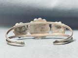 Detailed Vintage Native American Navajo Opal Inlay Sterling Silver Sun Bracelet