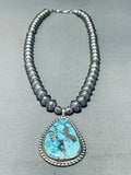One Of The Best Vintage Native American Navajo Morenci Turquoise Sterling Silver Necklace-Nativo Arts