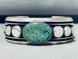 Rare Green #8 Turquoise Vintage Native American Navajo Sterling Silver Button Bracelet-Nativo Arts