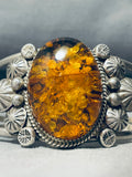Danny Etsitty Ancient Tree Sap Vintage Native American Navajo Sterling Silver Bracelet-Nativo Arts