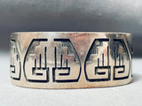 Detailed Geometric Vintage Navajo Sterling Silver Bracelet Cuff Hvy-Nativo Arts