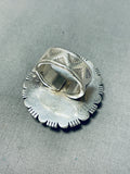 Native American Show-stopping Vintage Santo Domingo White Shell Sterling Silver Ring-Nativo Arts