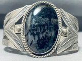 Midnight Mysterious Vintage Native American Navajo Petrified Wood Sterling Silver Bracelet-Nativo Arts