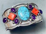 Important Vintage Aaron Toadlena Turquoise Sterling Silver Native American Navajo Bracelet-Nativo Arts